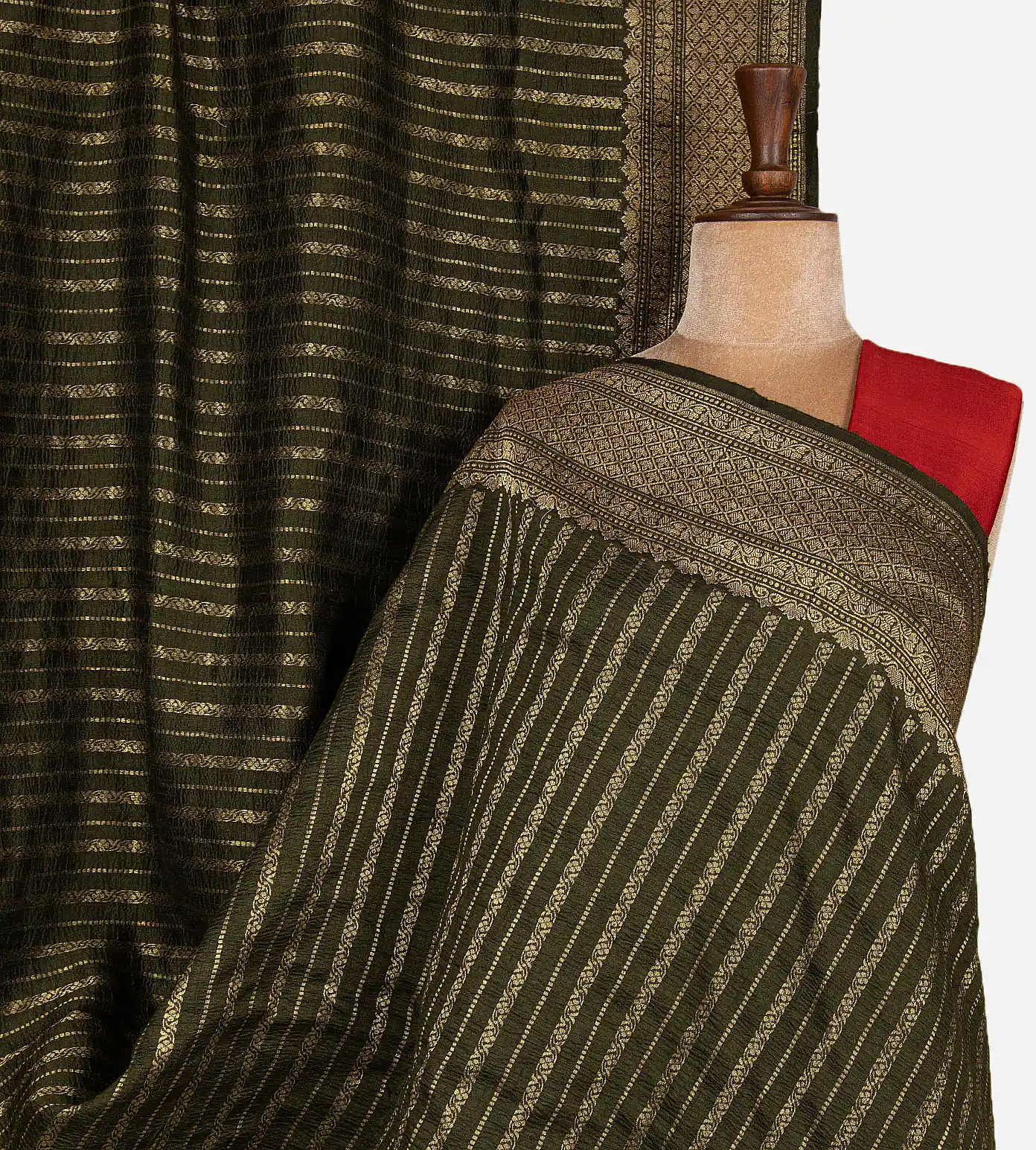 olive-green-banarasi-tussar-saree-d09128043-a