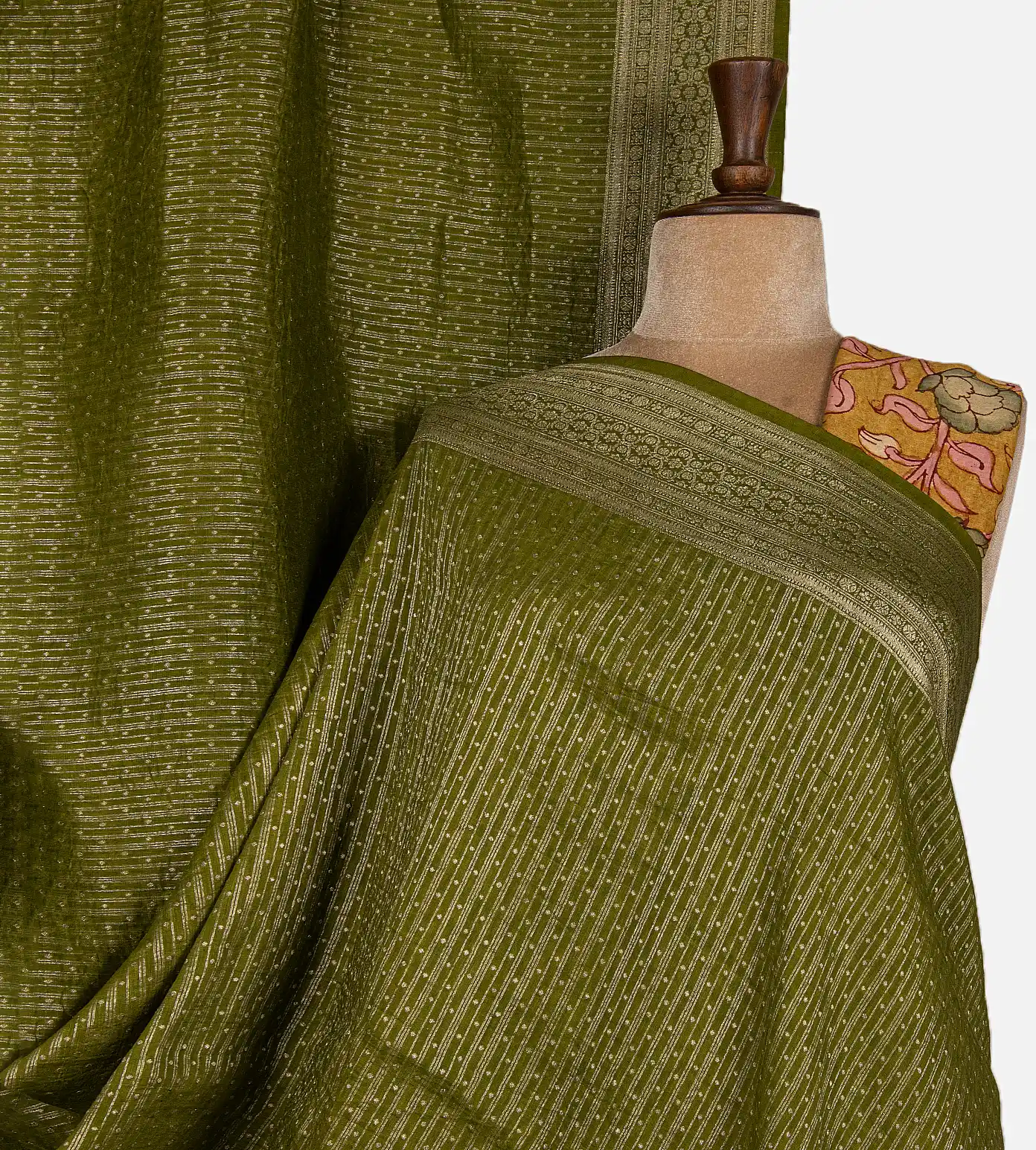 green-banaras-linen-georgette-saree-d0292473-a