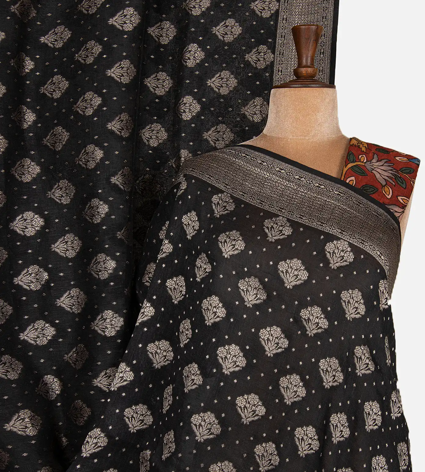 black-banarai-linen-georgette-saree-d0292466-a