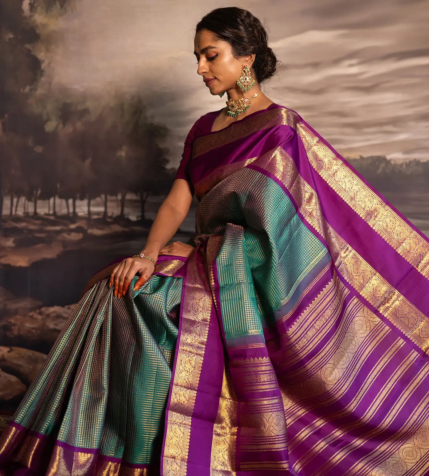 peacok-blue-kanchipuram-silk-saree-d11137868-a