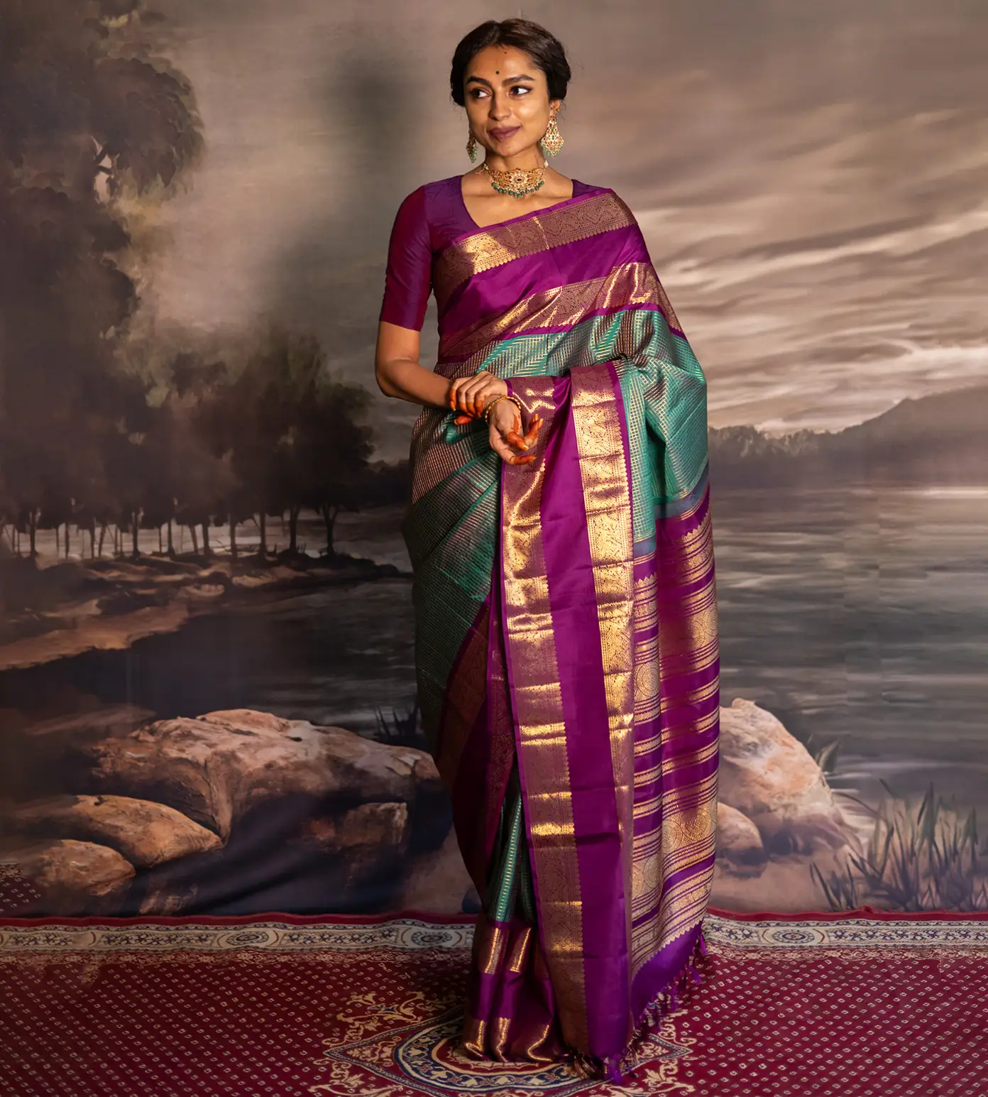 peacok-blue-kanchipuram-silk-saree-d11137868-b