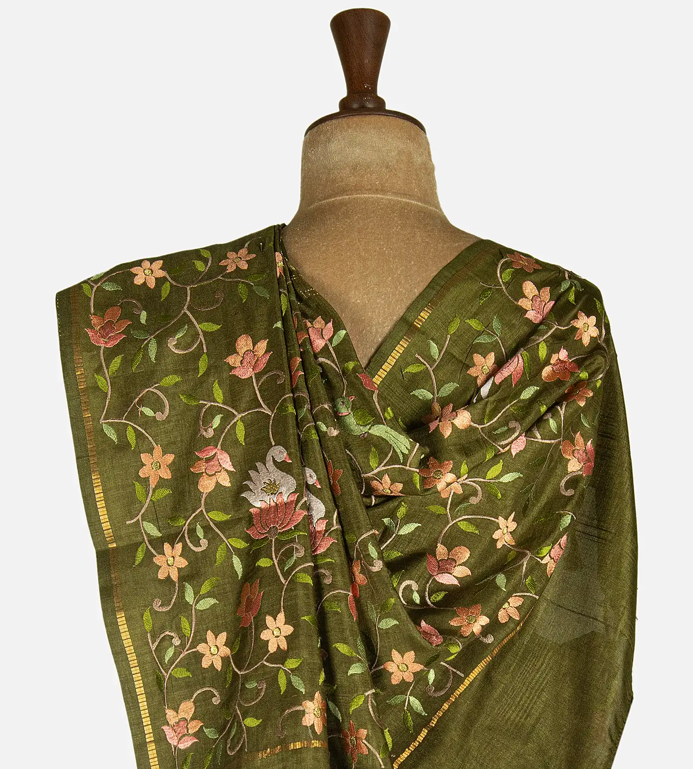 olive-green-semi-tussar-saree-d12141884-c