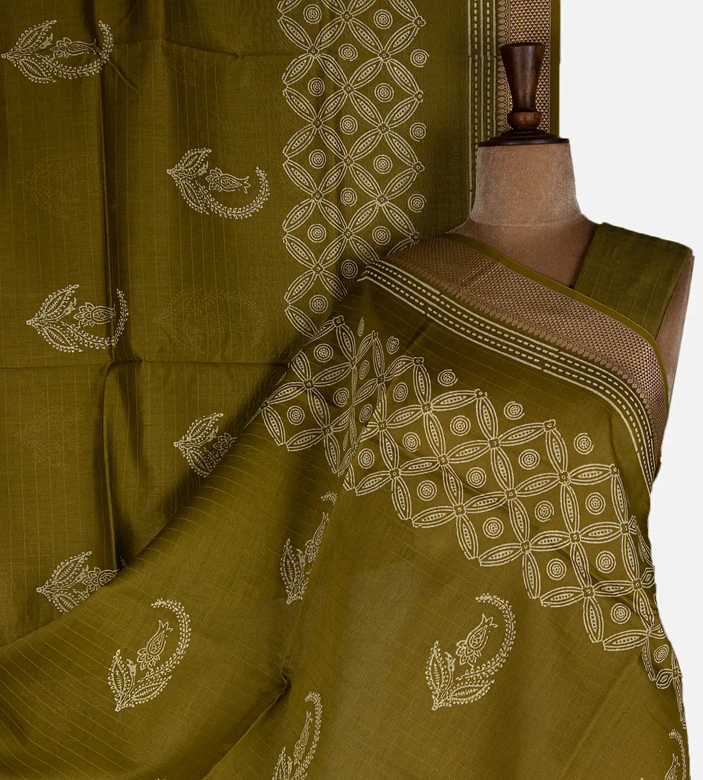 olive-green-chanderi-cotton-saree-d11135113-a