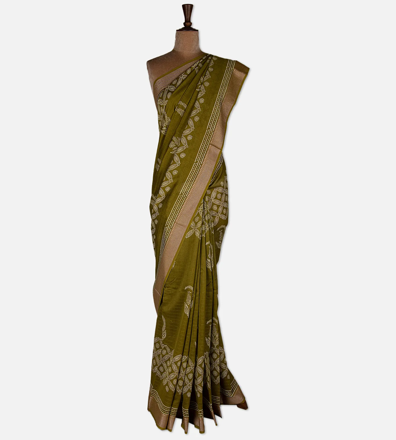 olive-green-chanderi-cotton-saree-d11135113-b