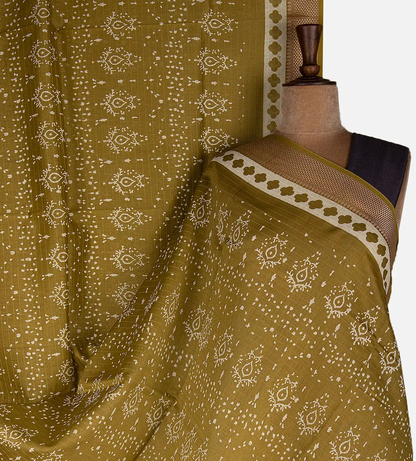 olive-green-chanderi-cotton-saree-d11135098-a