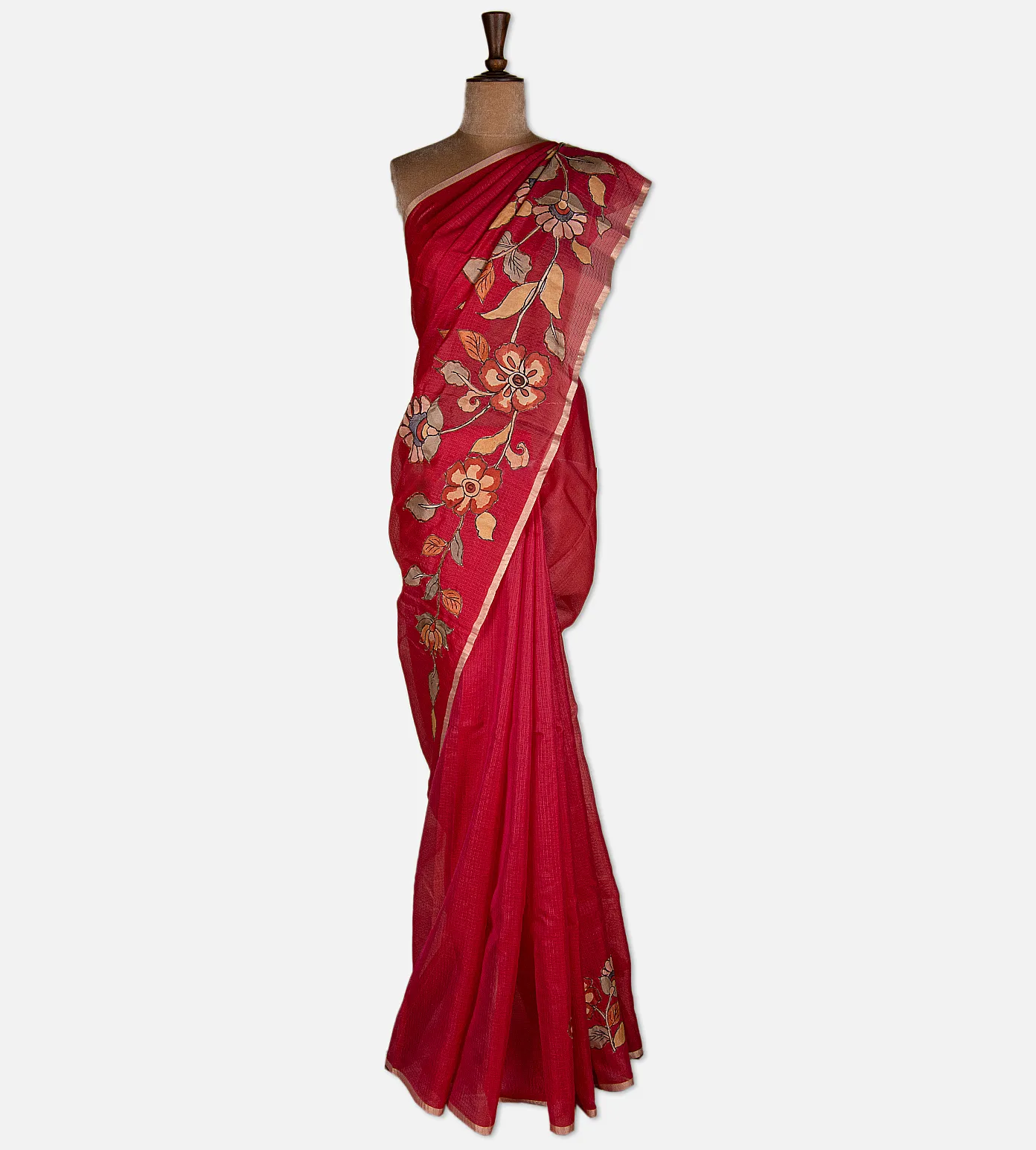 crimson-red-kota-cotton-saree-d12140758-b
