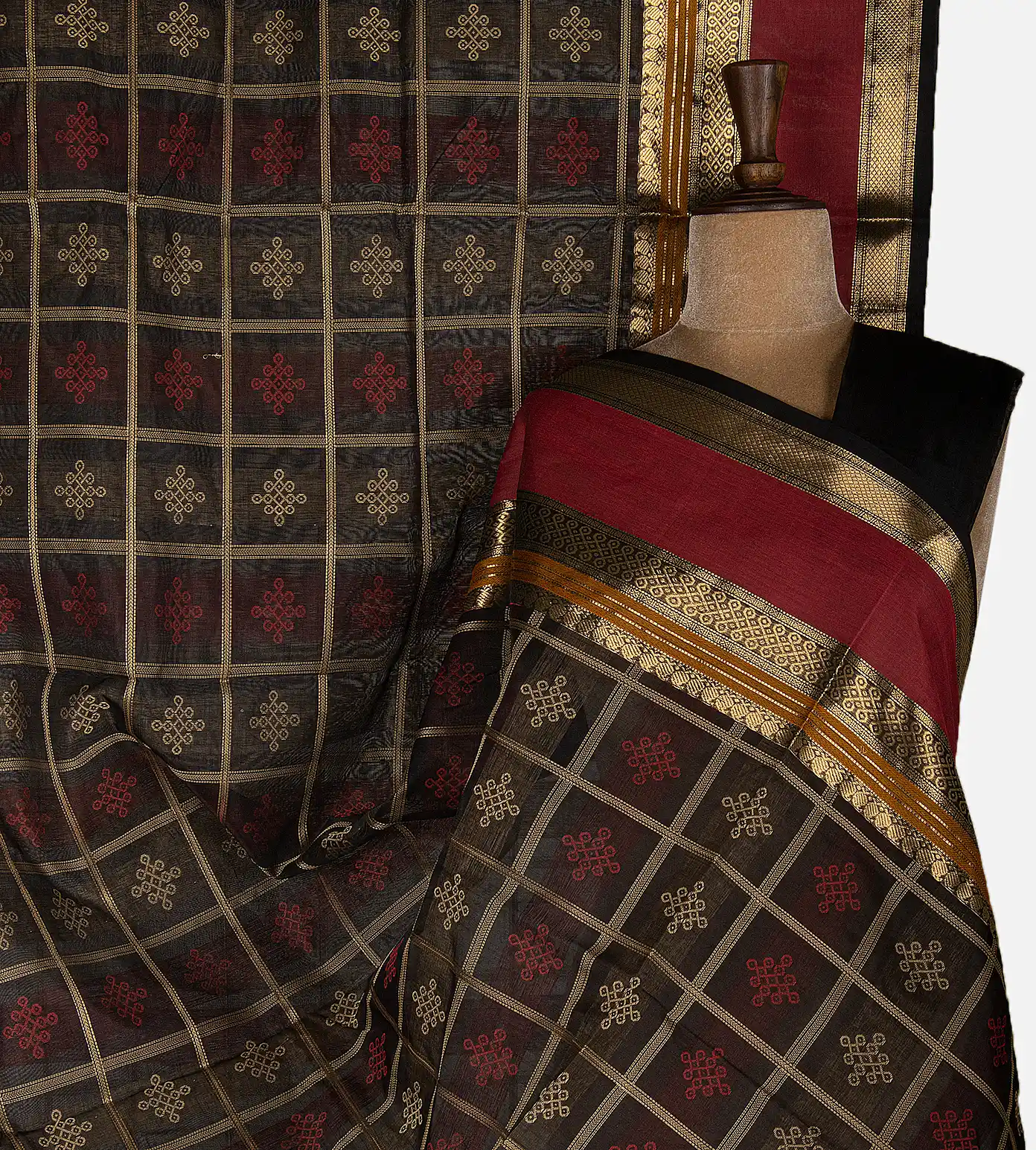 black-cotton-silk-saree-d12142901-a