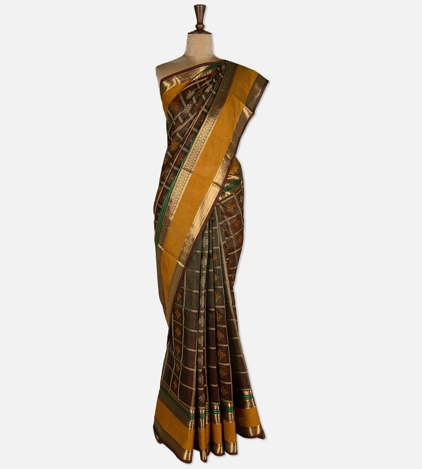 green-and-maroon-cotton-silk-saree-d12142902-b
