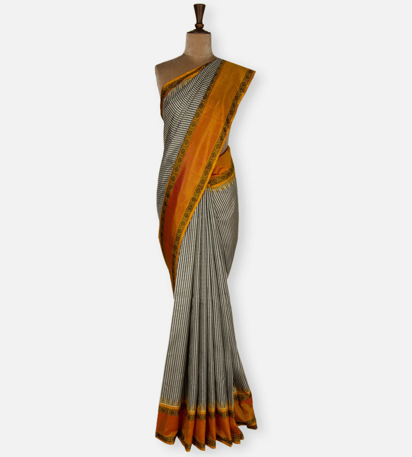 off-white-and-black-kanchipuram-silk-saree-d12141539-b