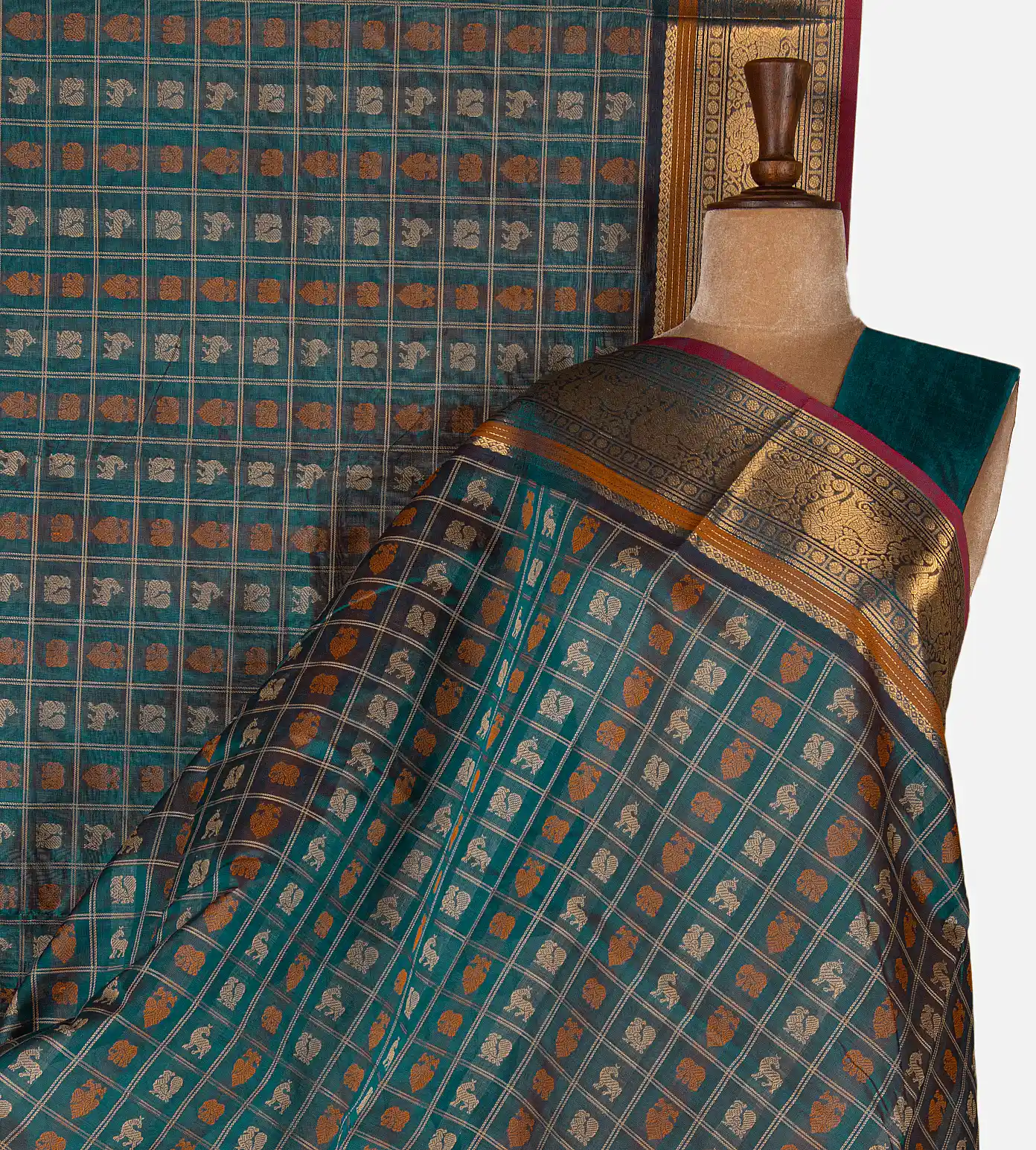blue-cotton-silk-saree-d12142906-a