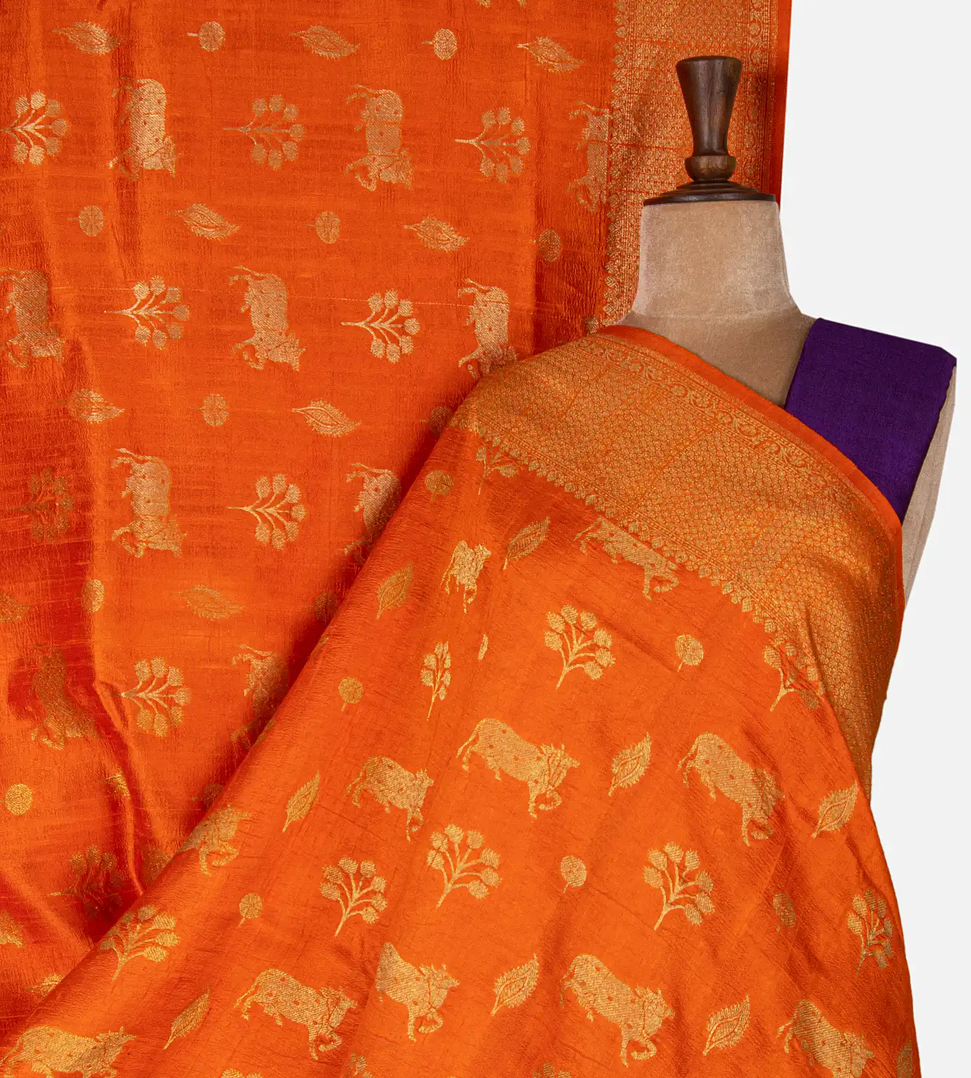 orange-banarasi-tussar-saree-d11138531-a