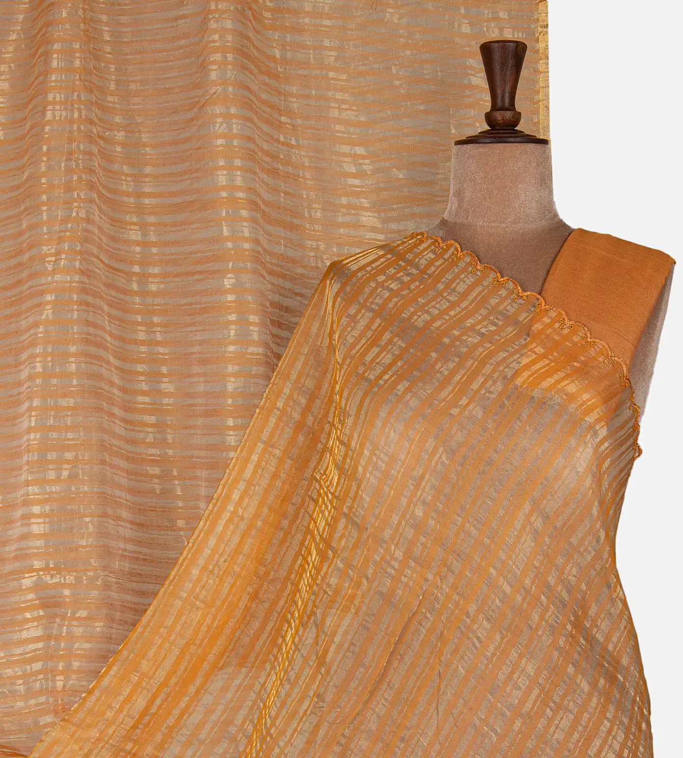 yellow-tussar-organza-saree-d12142677-a