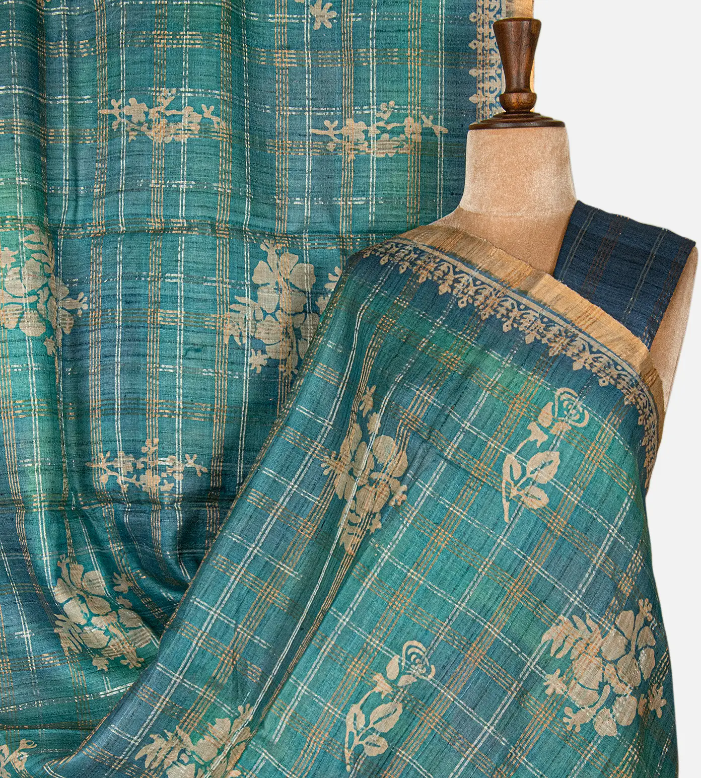 turquoise-blue-tussar-saree-d09124251-a