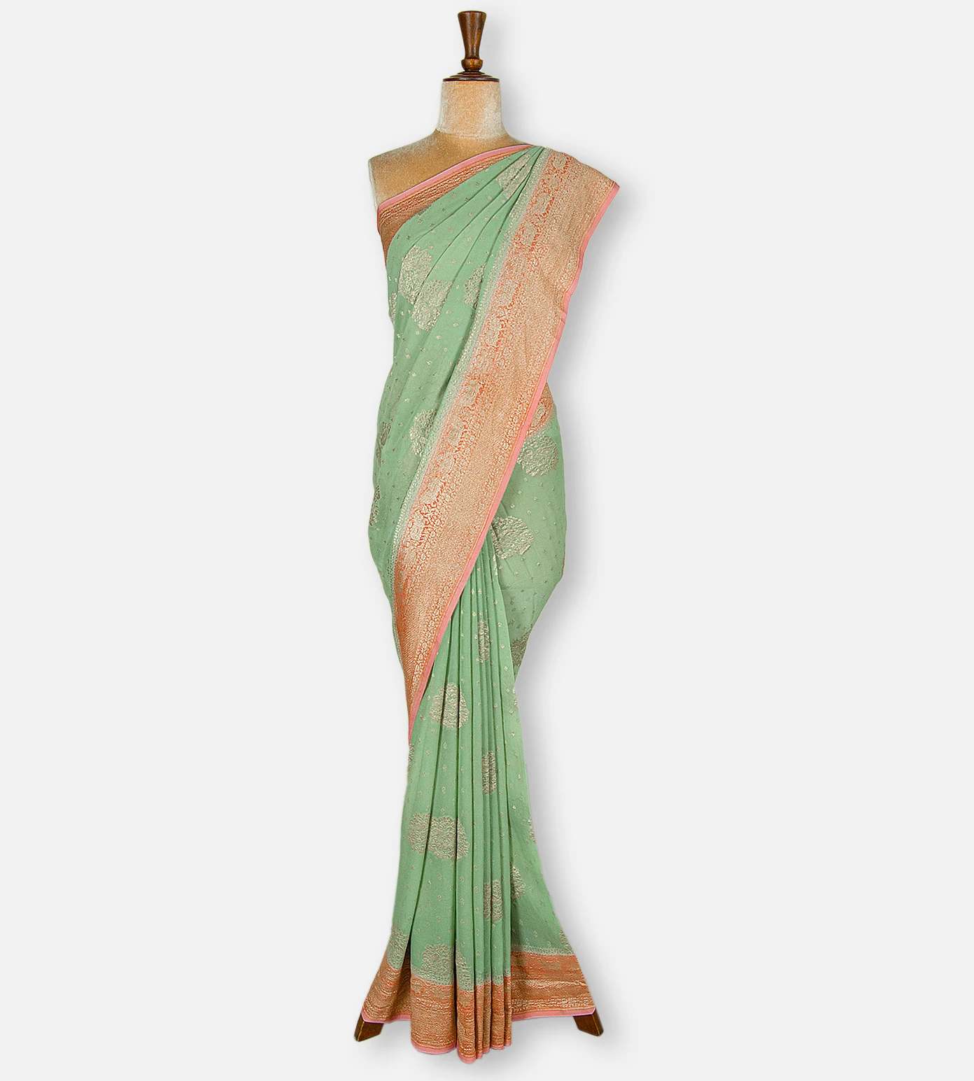pastel-green-banarasi-georgette-saree-d11140006-b