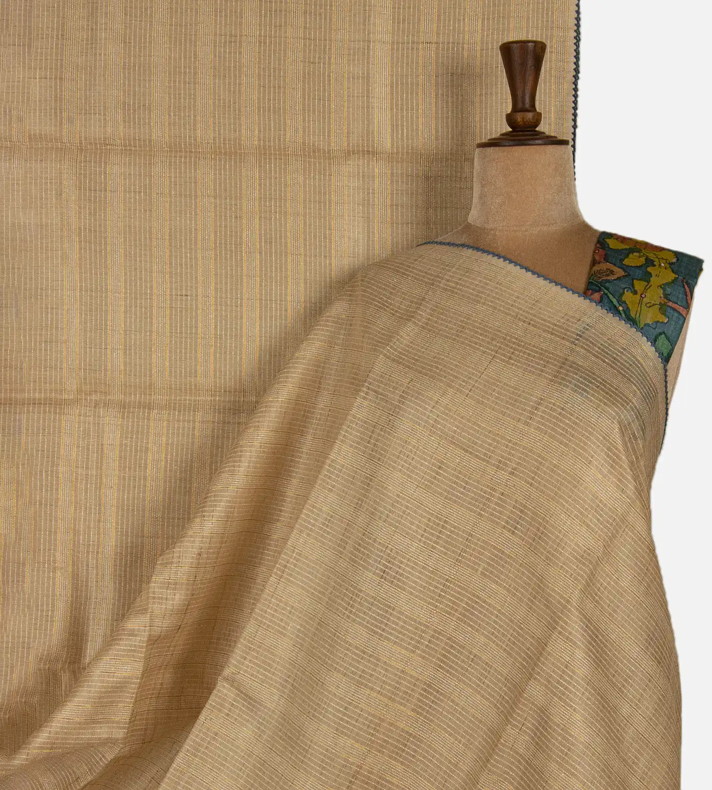 beige-tussar-saree-with-kalamkari-blouse-d12142543-a
