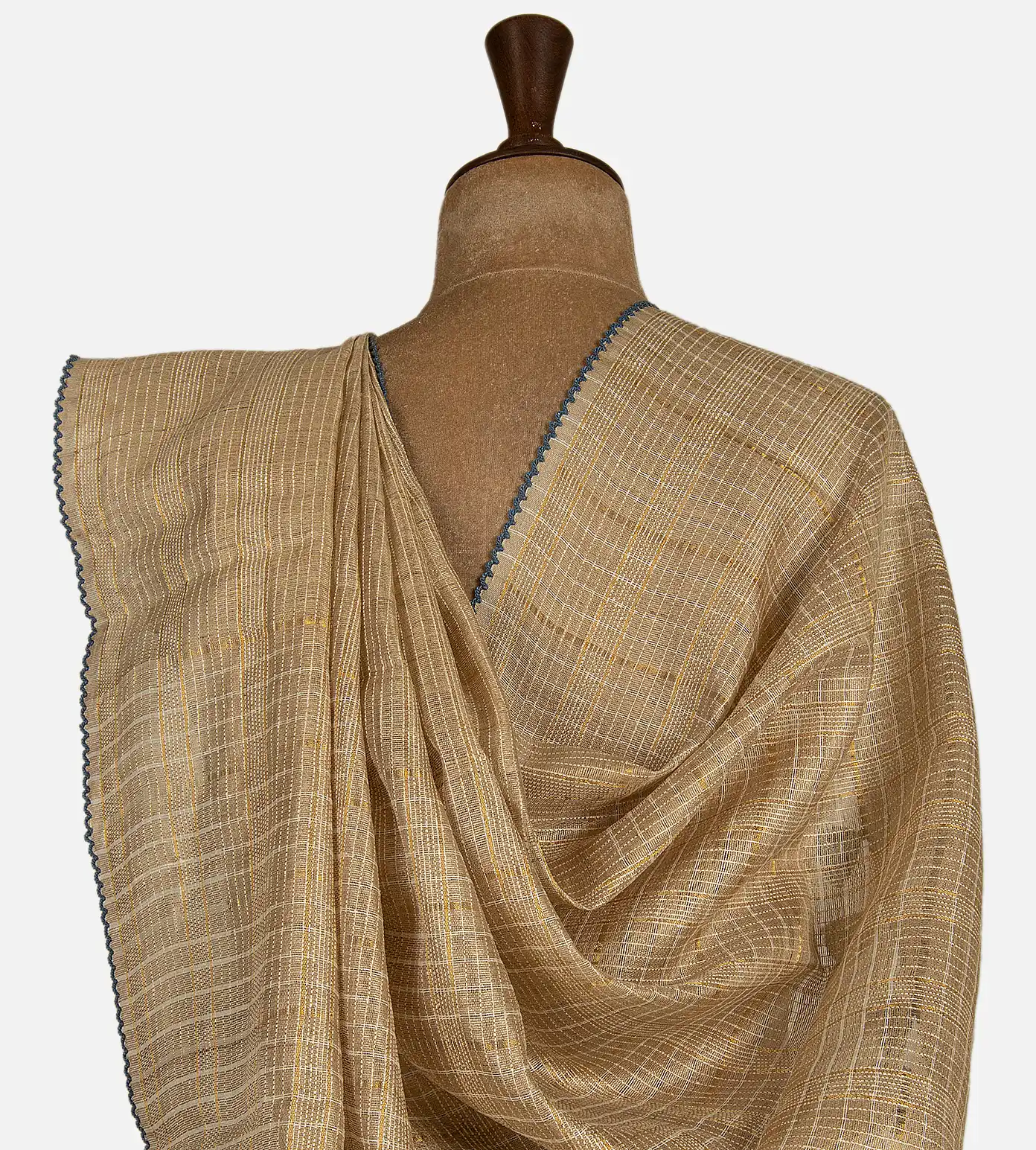 beige-tussar-saree-with-kalamkari-blouse-d12142543-c