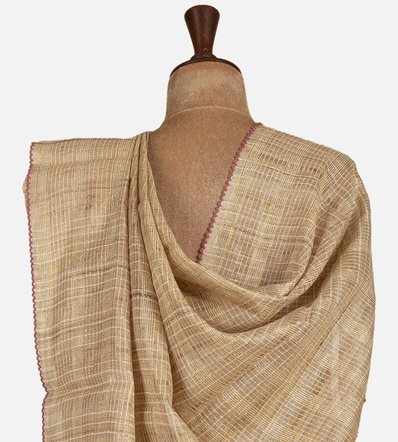 beige-tussar-saree-with-kalamkari-blouse-d12142544-c