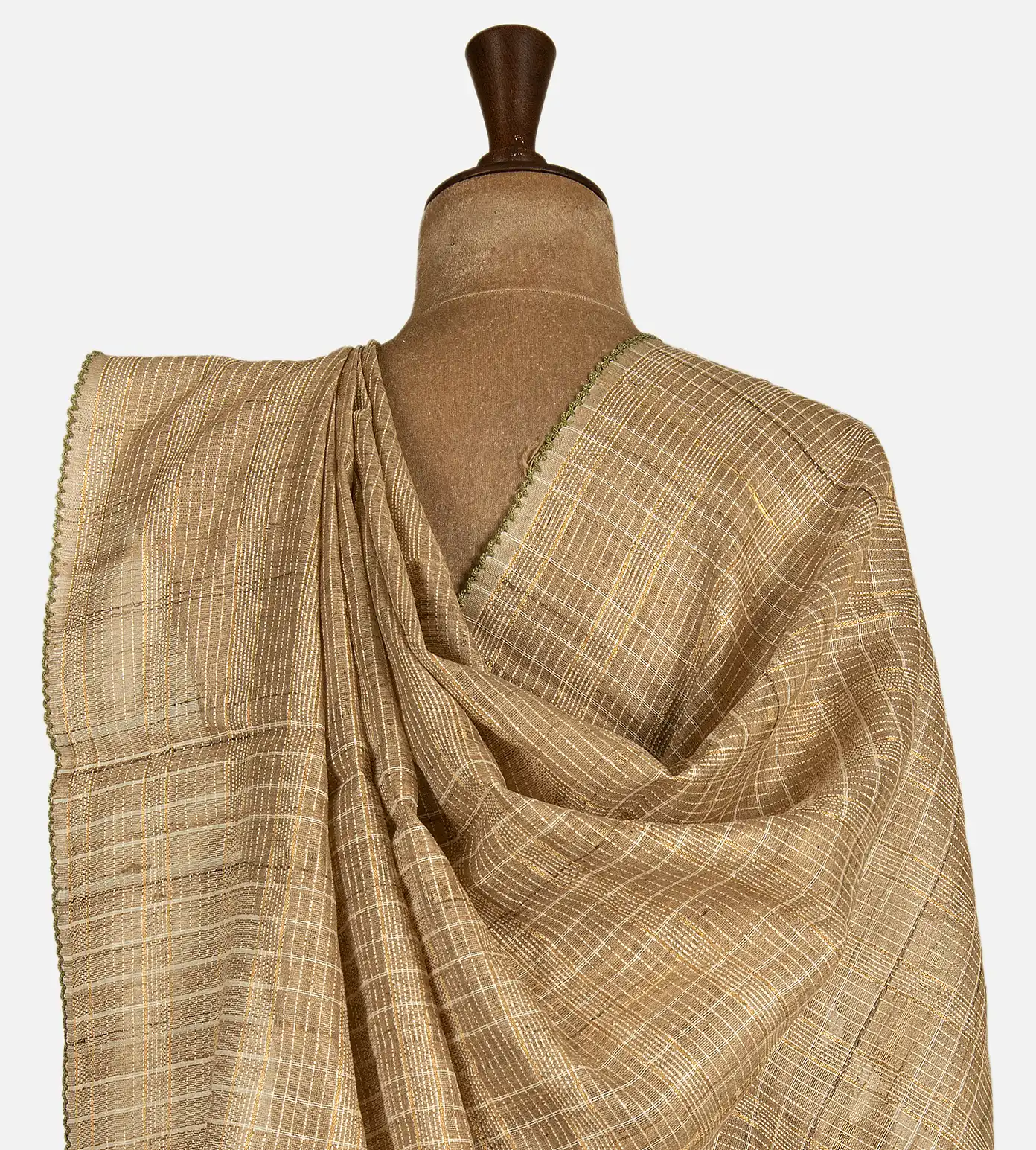 beige-tussar-saree-with-kalamkari-blouse-d12142547-c