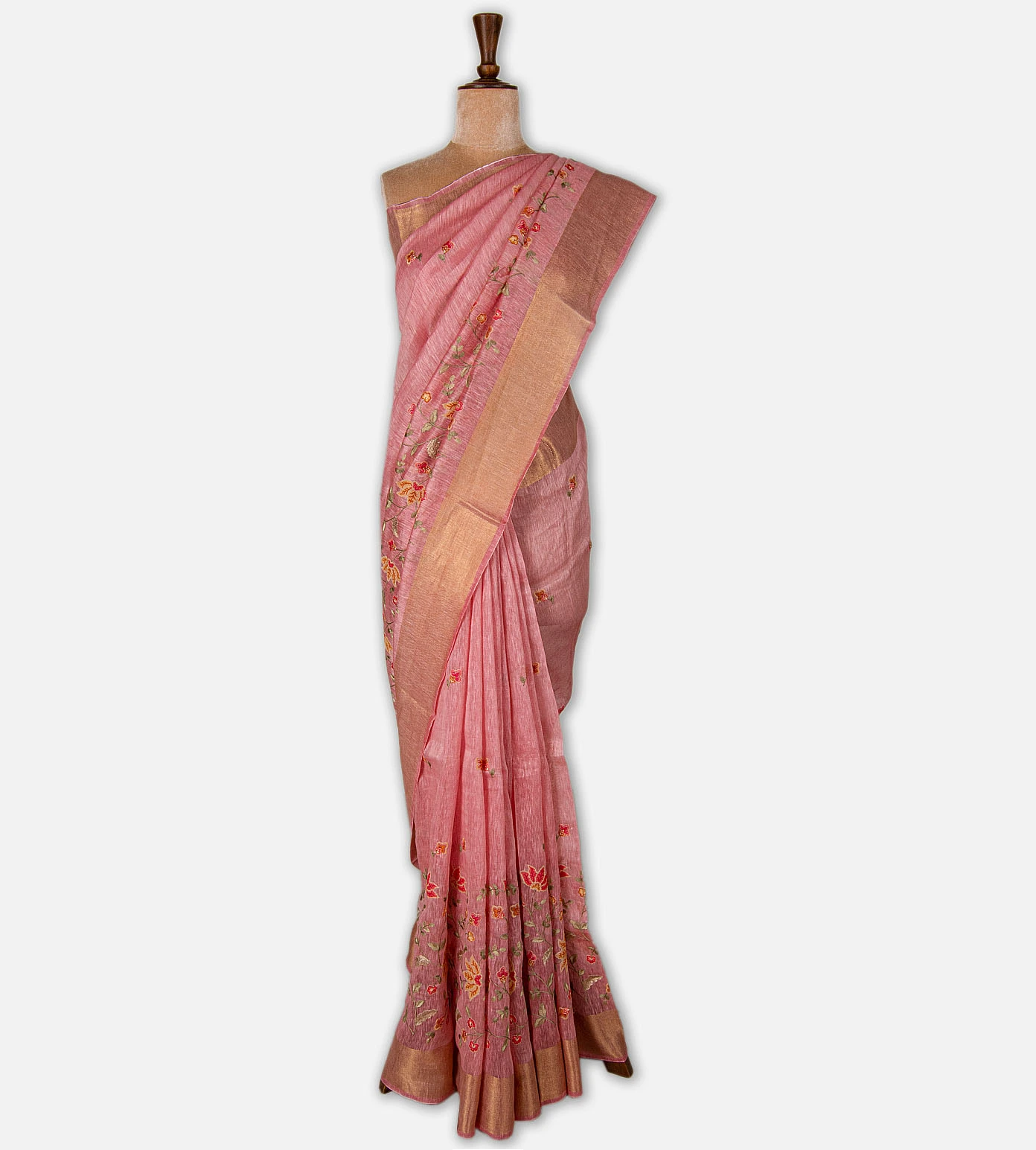 salmon-pink-linen-saree-d09125543-b