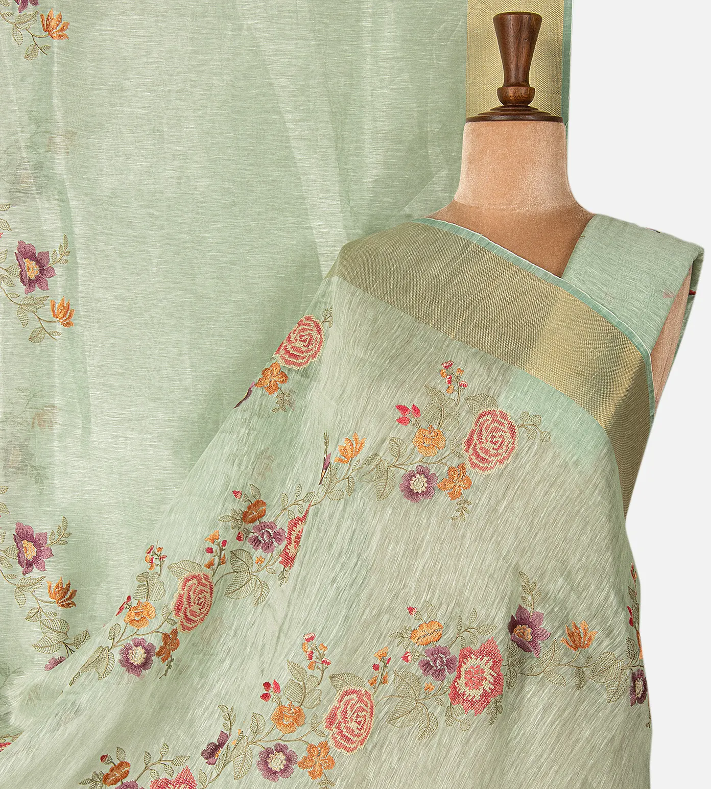 pastel-green-linen-saree-d05105515-a