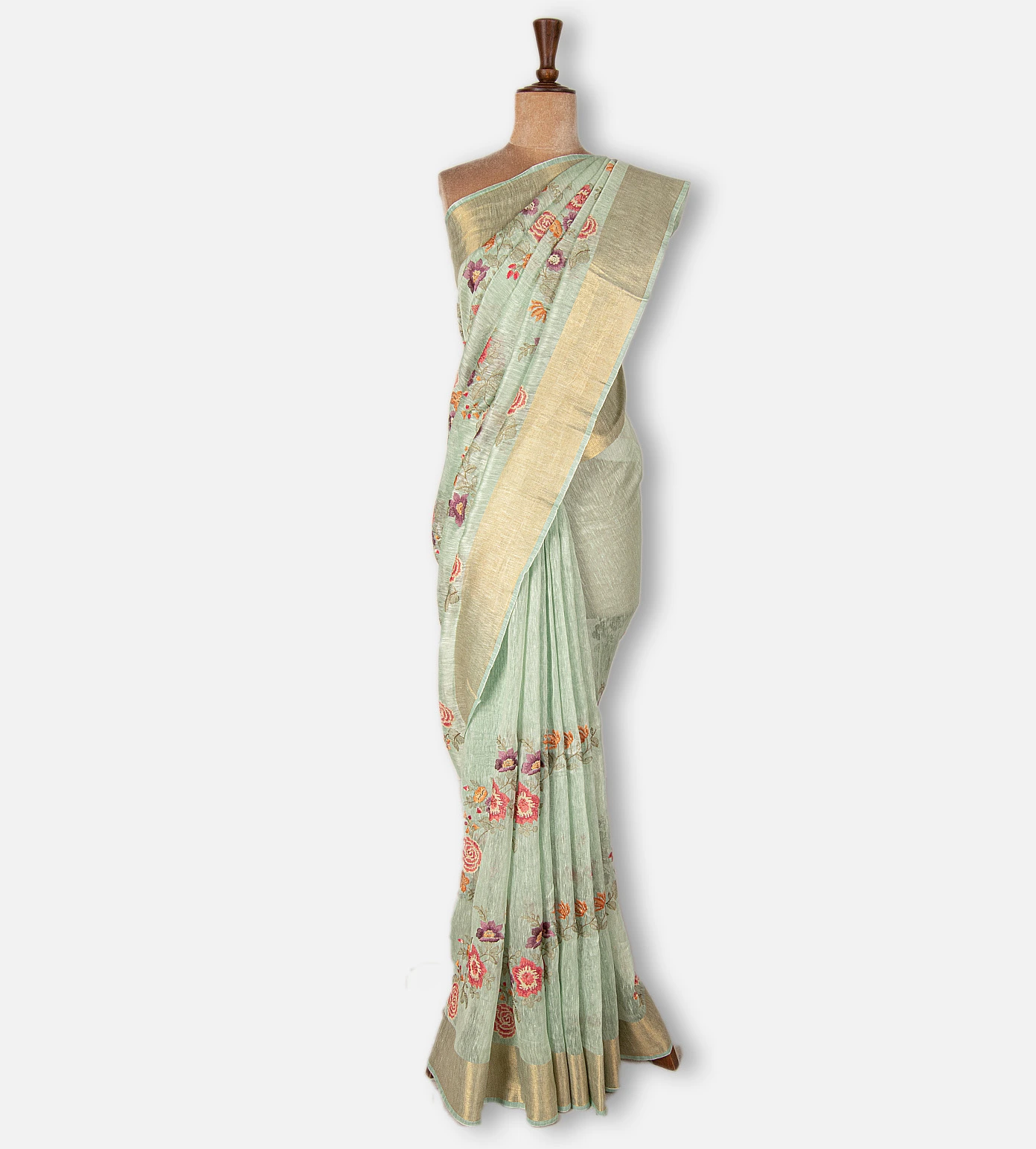 pastel-green-linen-saree-d05105515-b