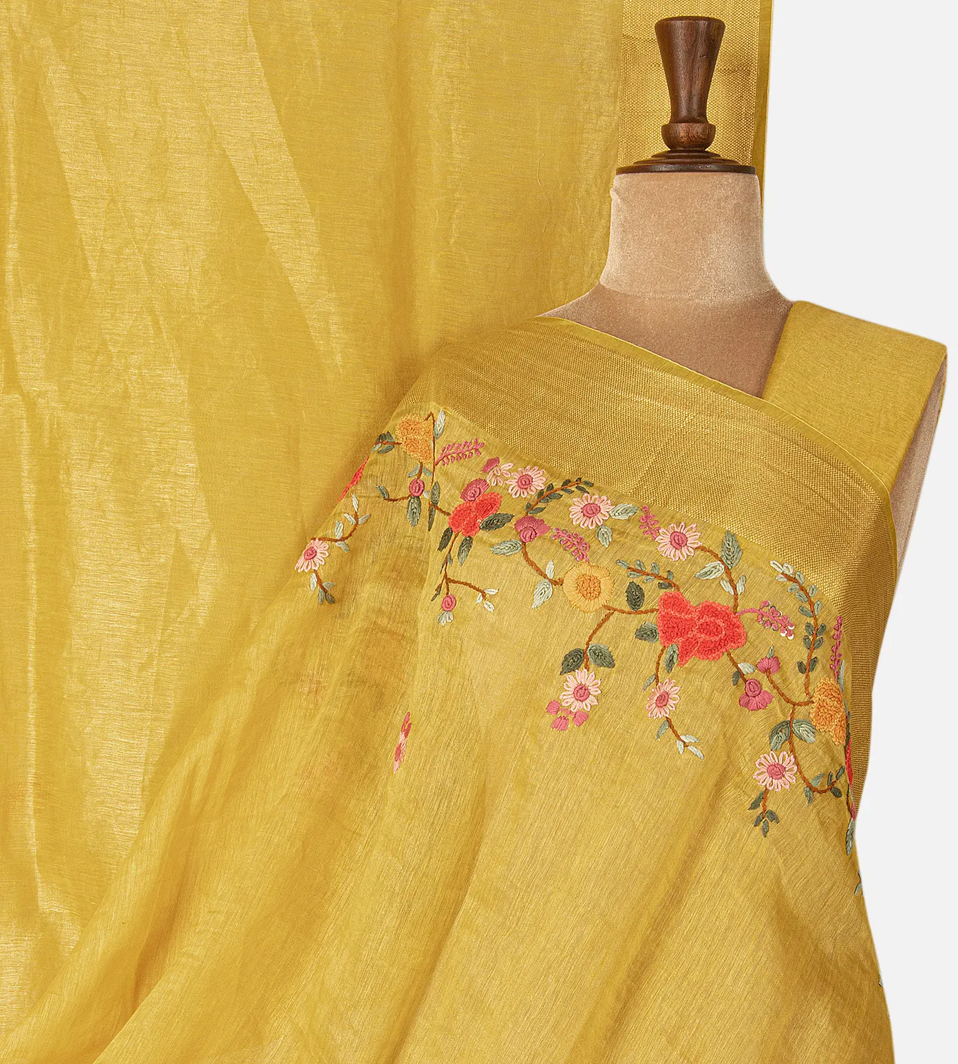 yellow-embroidery-linen-saree-d12142242-a