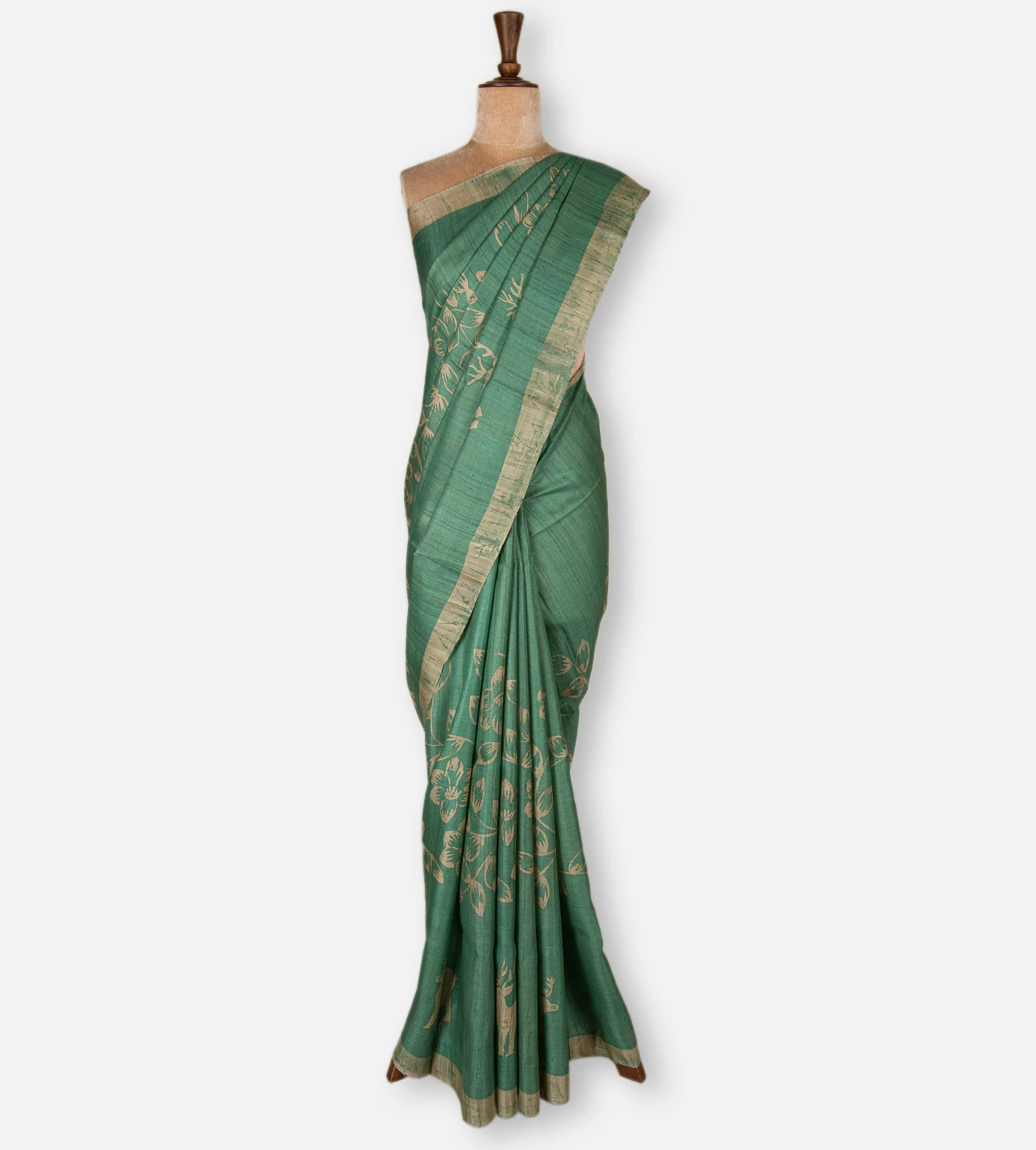 green-tussar-saree-e02148199-b