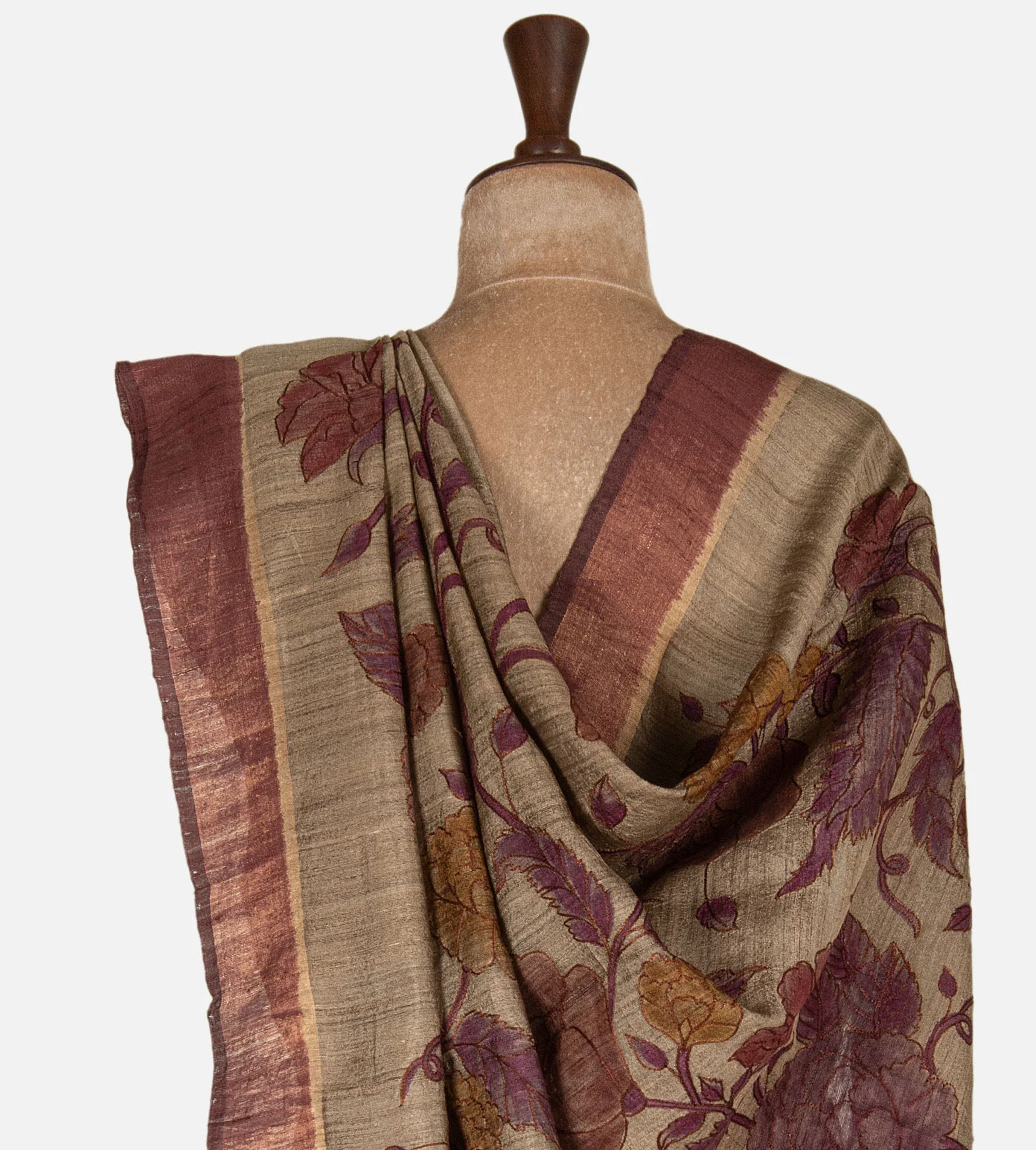 red-tussar-saree-d11136086-c