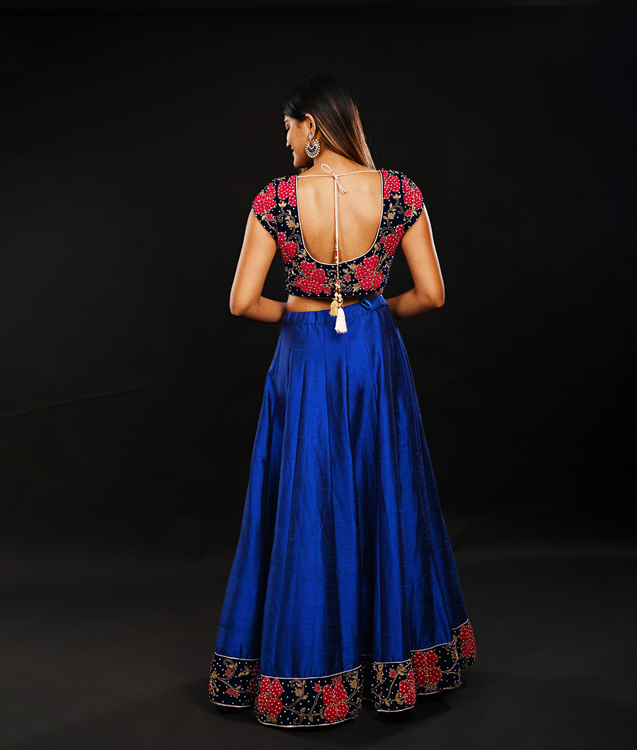 Embroidered Blue Wedding Lehenga Choli in Georgette - LC6852
