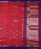 Neon Red Pure Silver Zari Kota Saree3