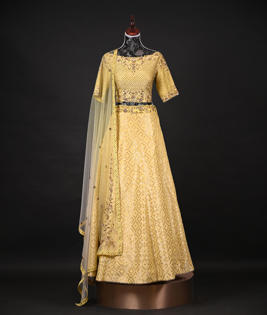 Suvarn - Orche Yellow Lehenga Blouse & Dupatta Set – Anuthi Fashion