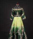 Raw silk green double  shade lehenga and blouse with net dupptta3