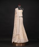 Netted cream lehenga and blouse with dupptta1