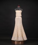 Netted cream lehenga and blouse with dupptta2