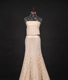 Netted cream lehenga and blouse with dupptta3