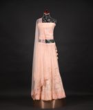 Netted peach pink lehenga and blouse with dupptta1