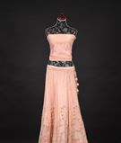Netted peach pink lehenga and blouse with dupptta3