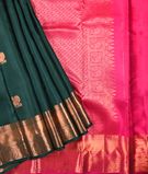 Green With Rani Pink Pallu  Peacock Design & Pure Kaanjivaram Silk Sarees4