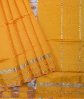 Yellow With Gold Bolder Mangalagiri Cotton Saree1