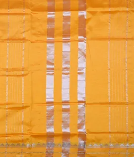 Yellow With Gold Bolder Mangalagiri Cotton Saree2