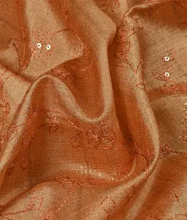Peach With Floral Embroidered  Tussar Saree3