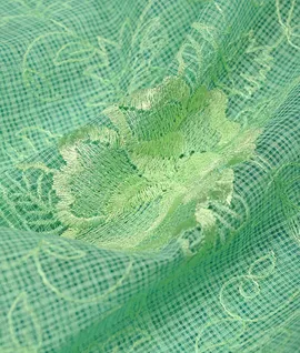 Mint Green Saree With Contrast Blouse & Pallu Sky Blue Kota Cotton3