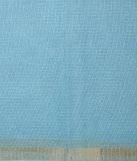 Mint Green Saree With Contrast Blouse & Pallu Sky Blue Kota Cotton4
