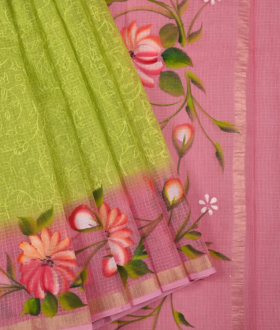 lime green saree contrast blouse