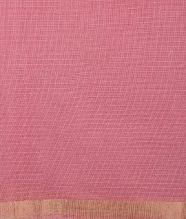 Lime Green Saree With Contrast Blouse &  Pallu Light Pink  Hand Painting - Kota Cotton Saree4