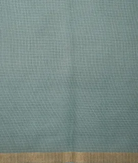 Cotton Beige With Contrast Blouse & Pallu Light Blue Hand Painting -  Kota Cotton Saree4