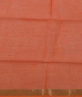 Peach  Orange Border & Pallu Hand Paint Kota Cotton Saree4