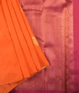 Orange With Pink Border Pure Kanjivaram Silk Sarees1