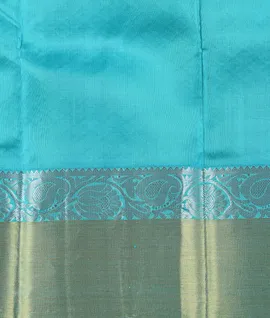 Rani Pink With Turquoise Blue  Zari Pure Kanjivaram Silk Sarees4