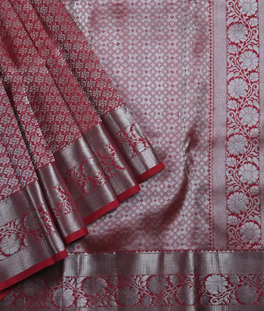 Pure Pattu Silk All Over Silver Zari Mina jaal Work saree .With Silver –  fab-persona